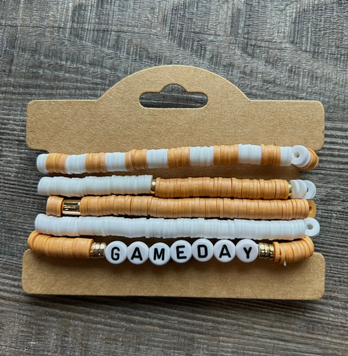 Gold and White Game Day Bracelet Set