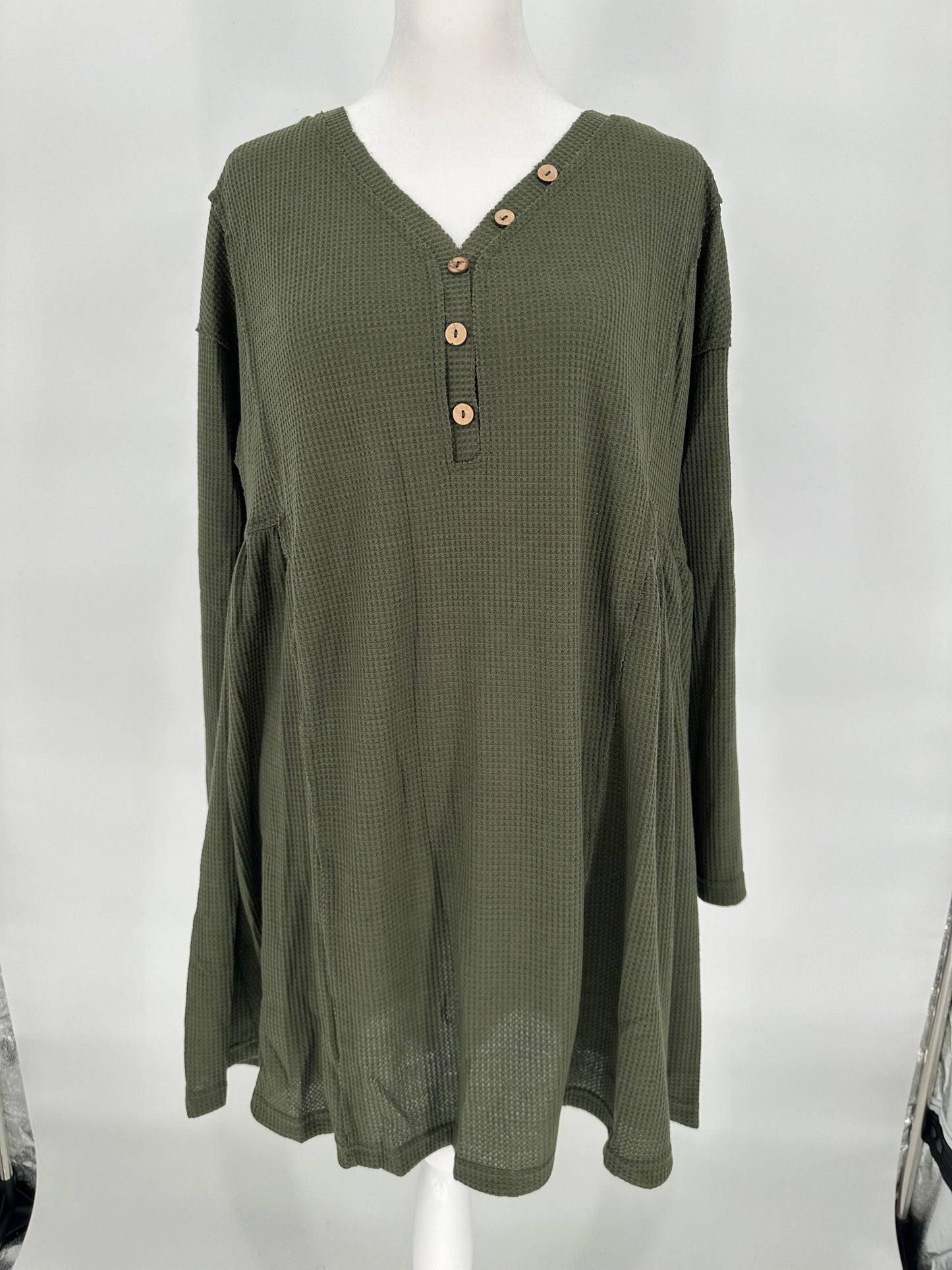 Umgee Olive Green Waffle Weave Dress