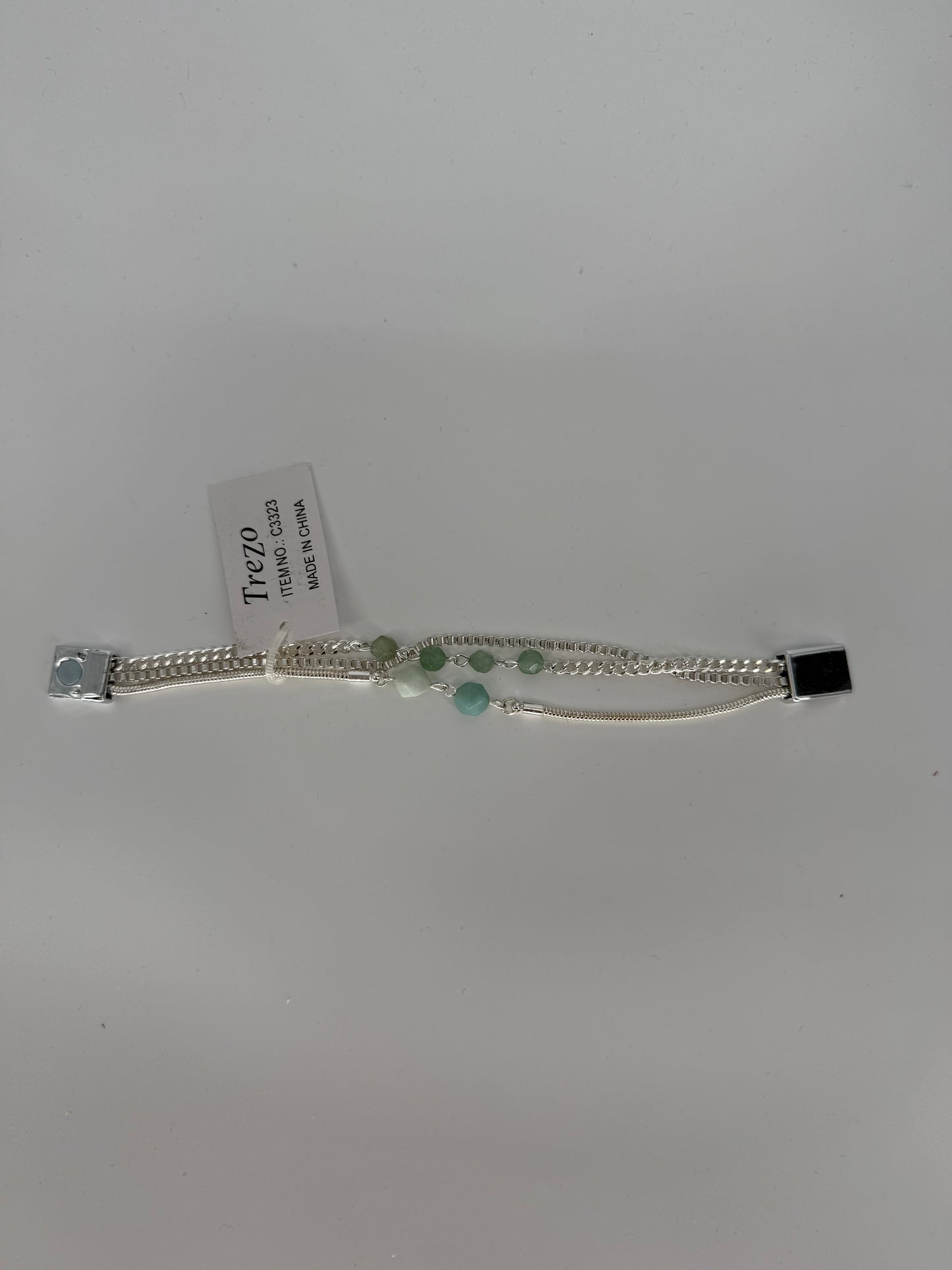 Trezo Silver and Beaded 2 Layer Necklace and Bracelet with Magnetic Closure