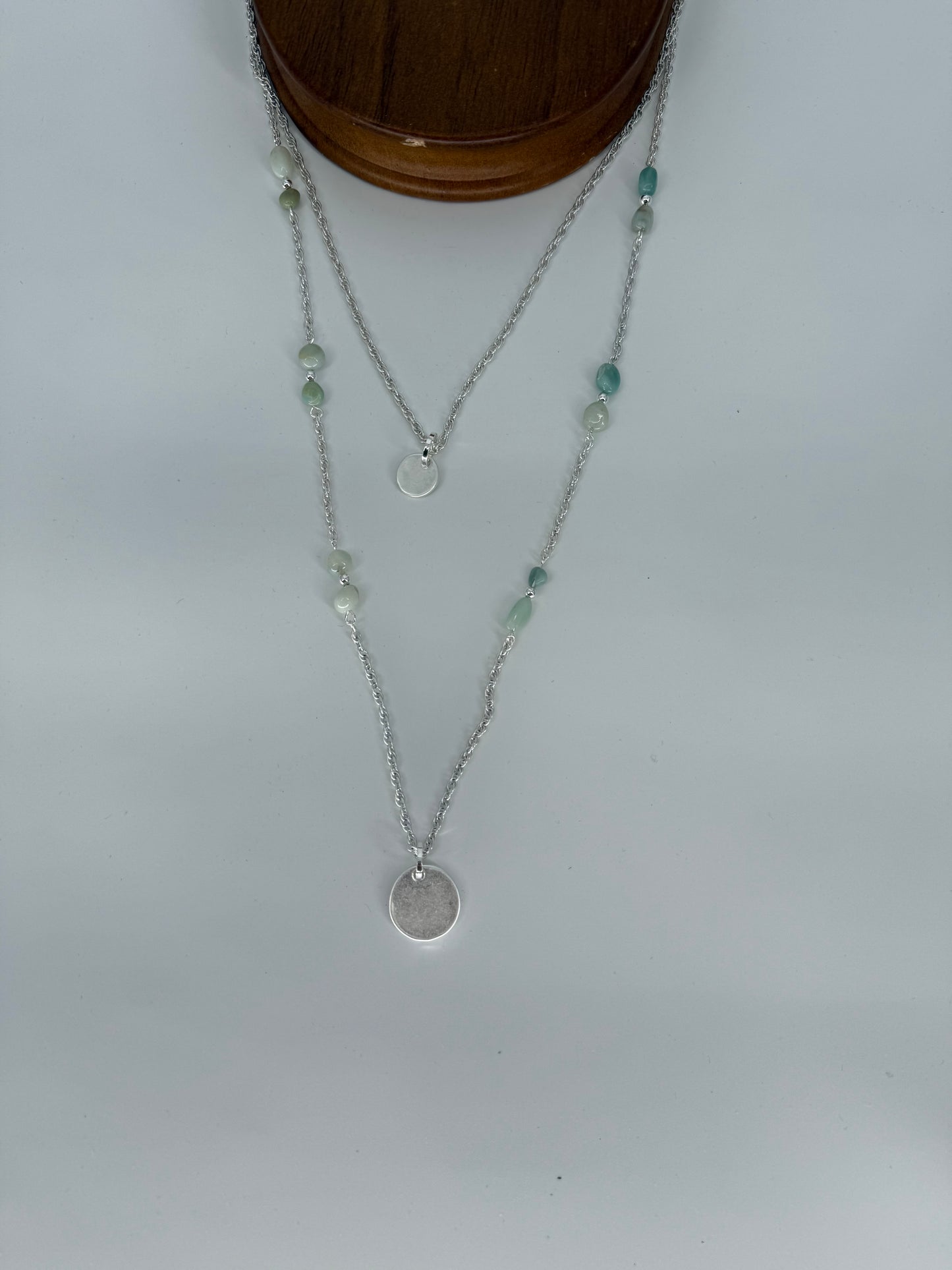 Trezo Silver and Beaded 2 Layer Necklace and Bracelet with Magnetic Closure