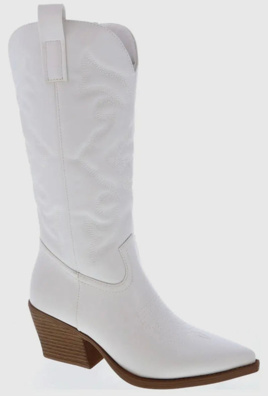 Classic White Western Style Game Day Boots
