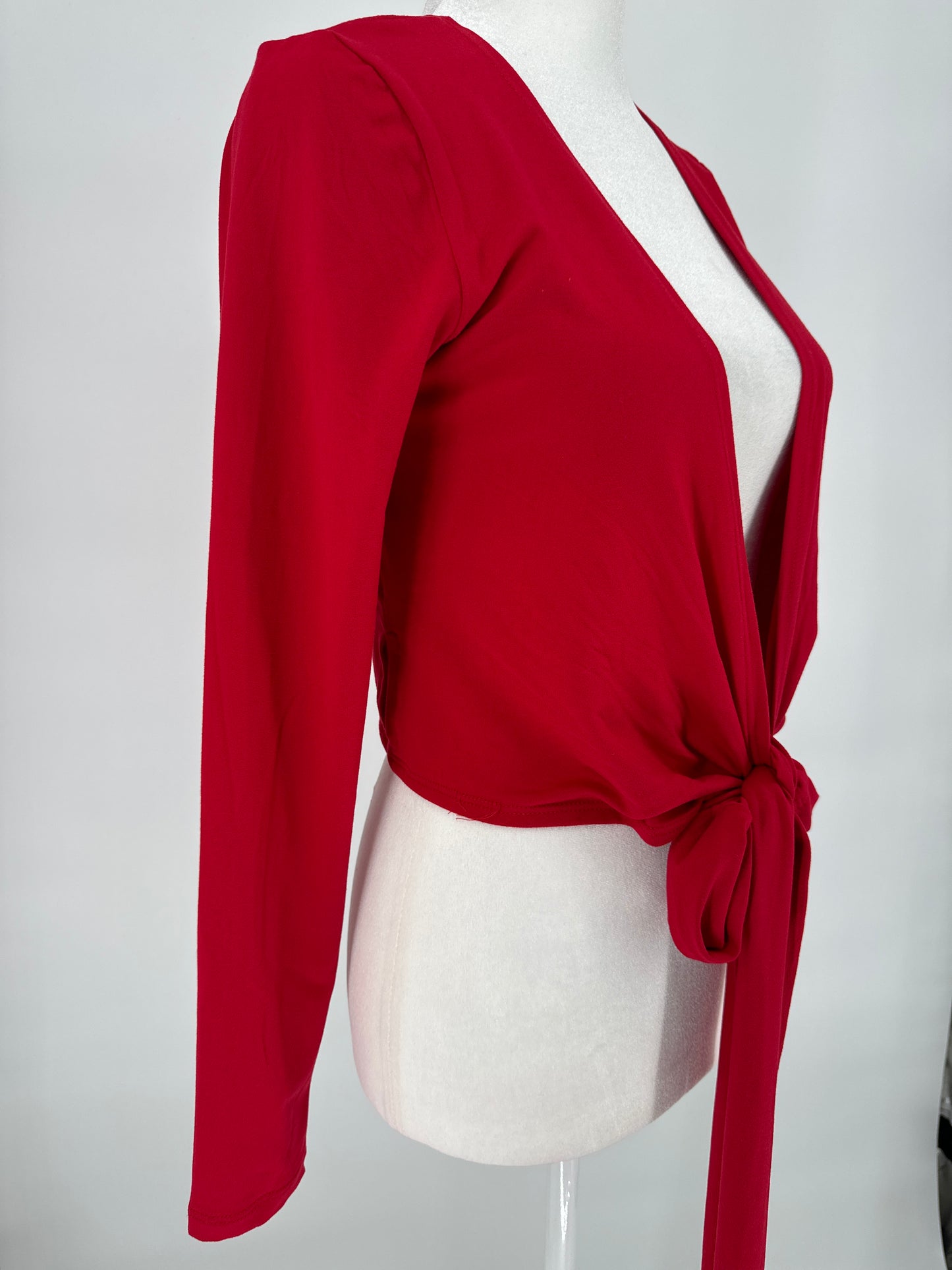 Red Wrap Around Crop Sweater Top