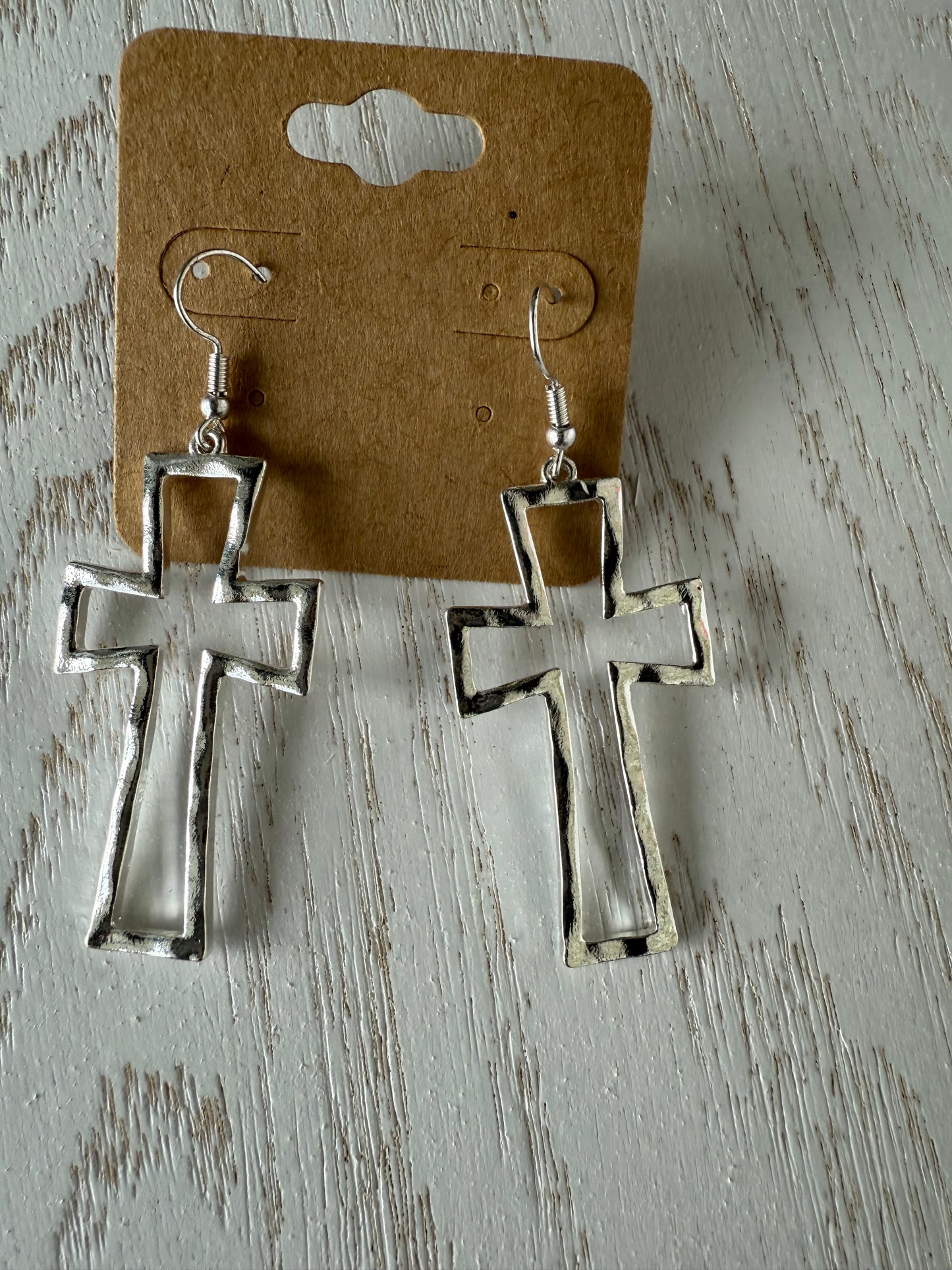 Silver Hammered Textured Earrings
