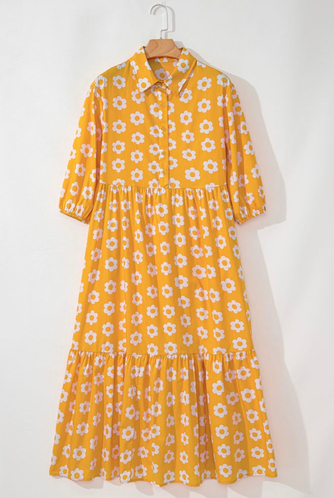 Orange Daisy Printed Maxi Dress