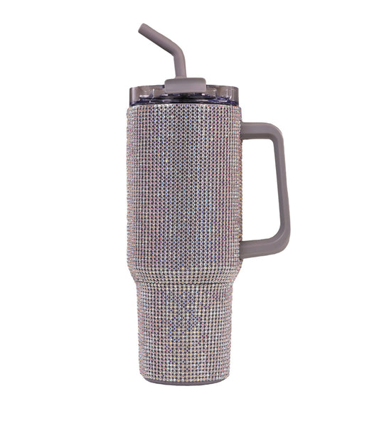 SS Rhinestone Covered 40oz Tumbler with Straw