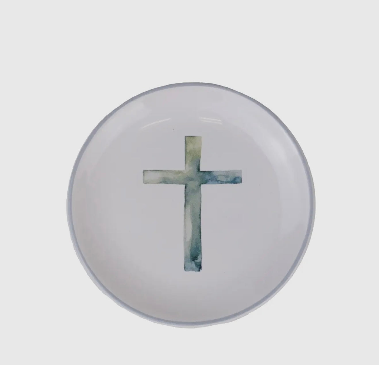 Watercolor Painted Cross Trinket Dish