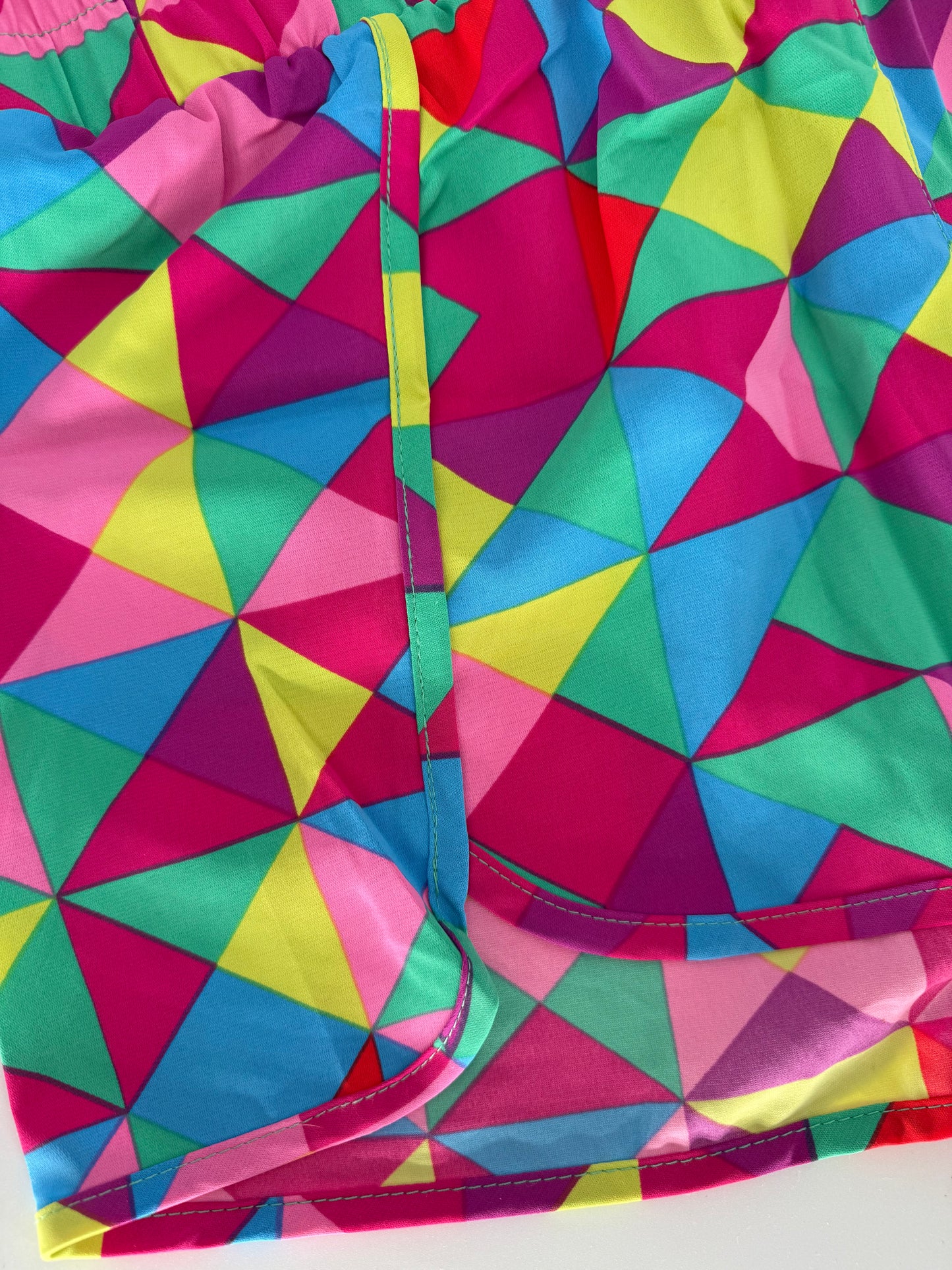 Multi Color Abstract Print Shorts with Wide Elastic Waist