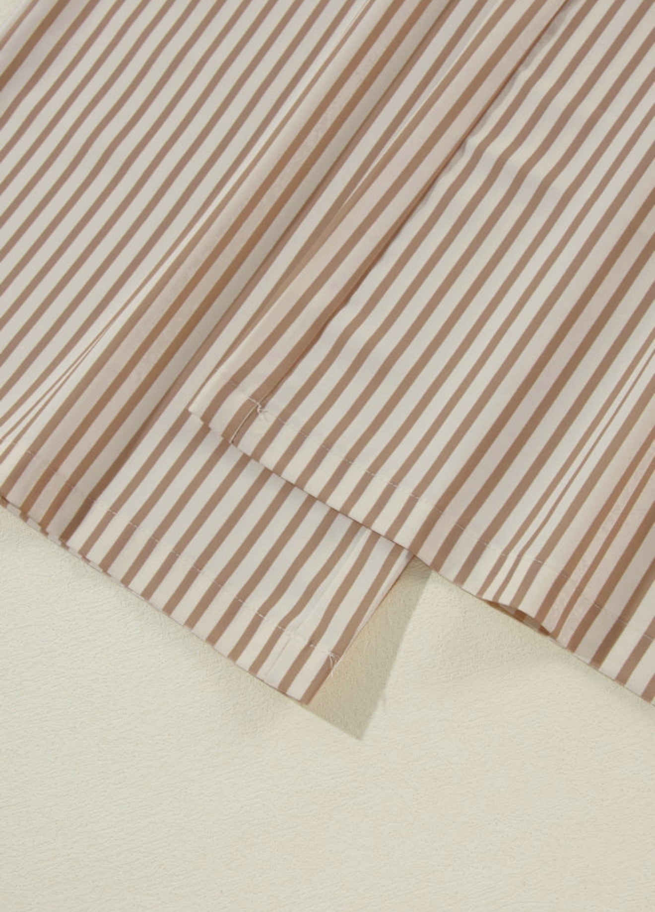 Khaki striped wide leg, drawstring pants