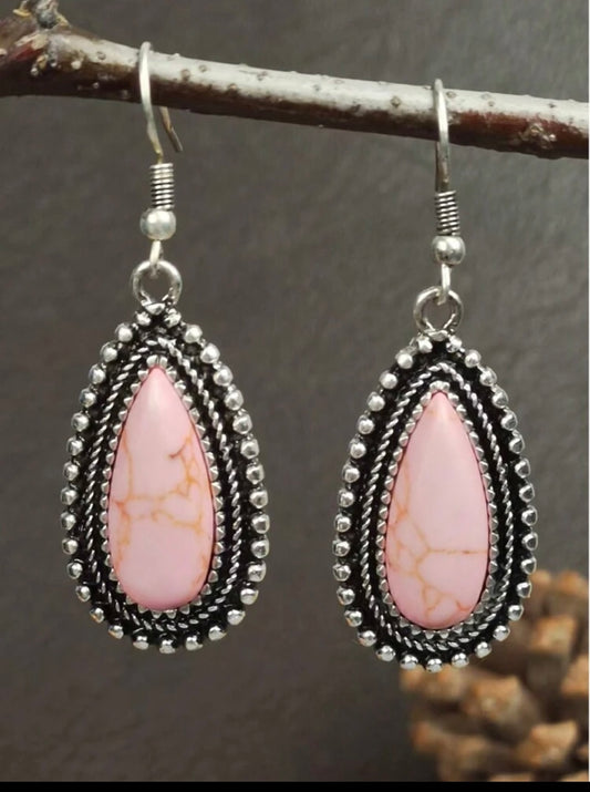 Faux Pink Turquoise Earrings