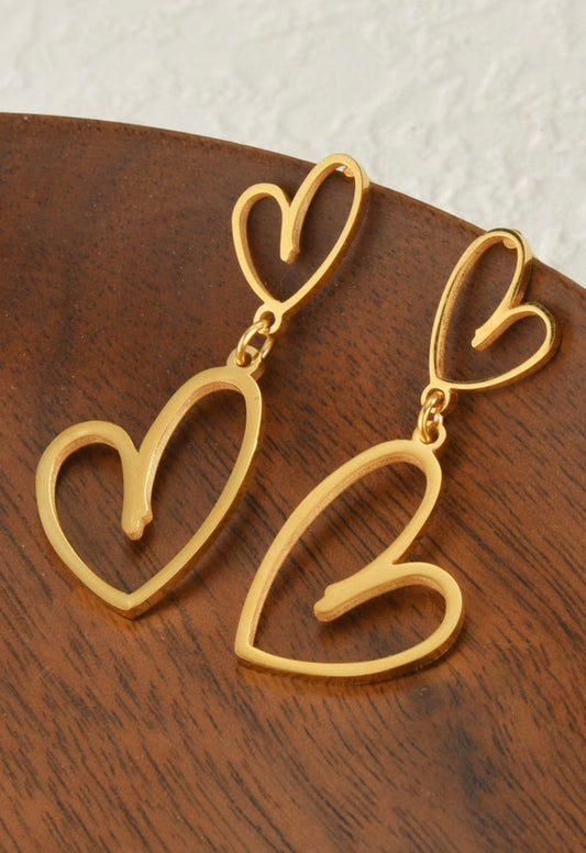 A28 Gold Dangle Heart Earrings - Ivy's Gifts & Boutique