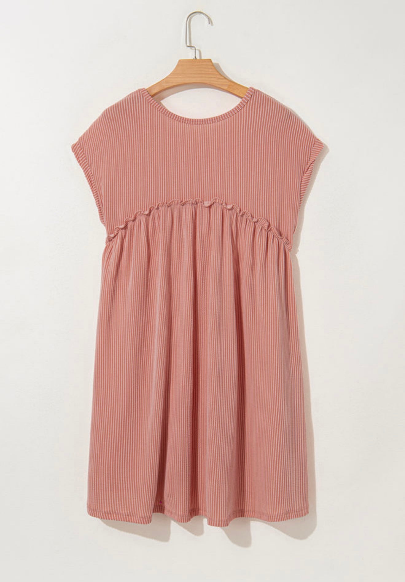 Mauve Ribbed Knit Dress with Pockets