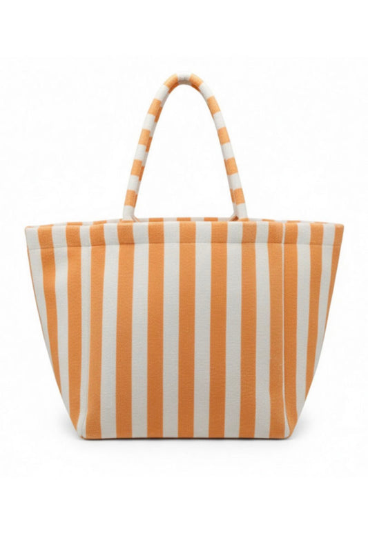 ML61 Orange and White Stripe Terry Cloth Large Tote Bag