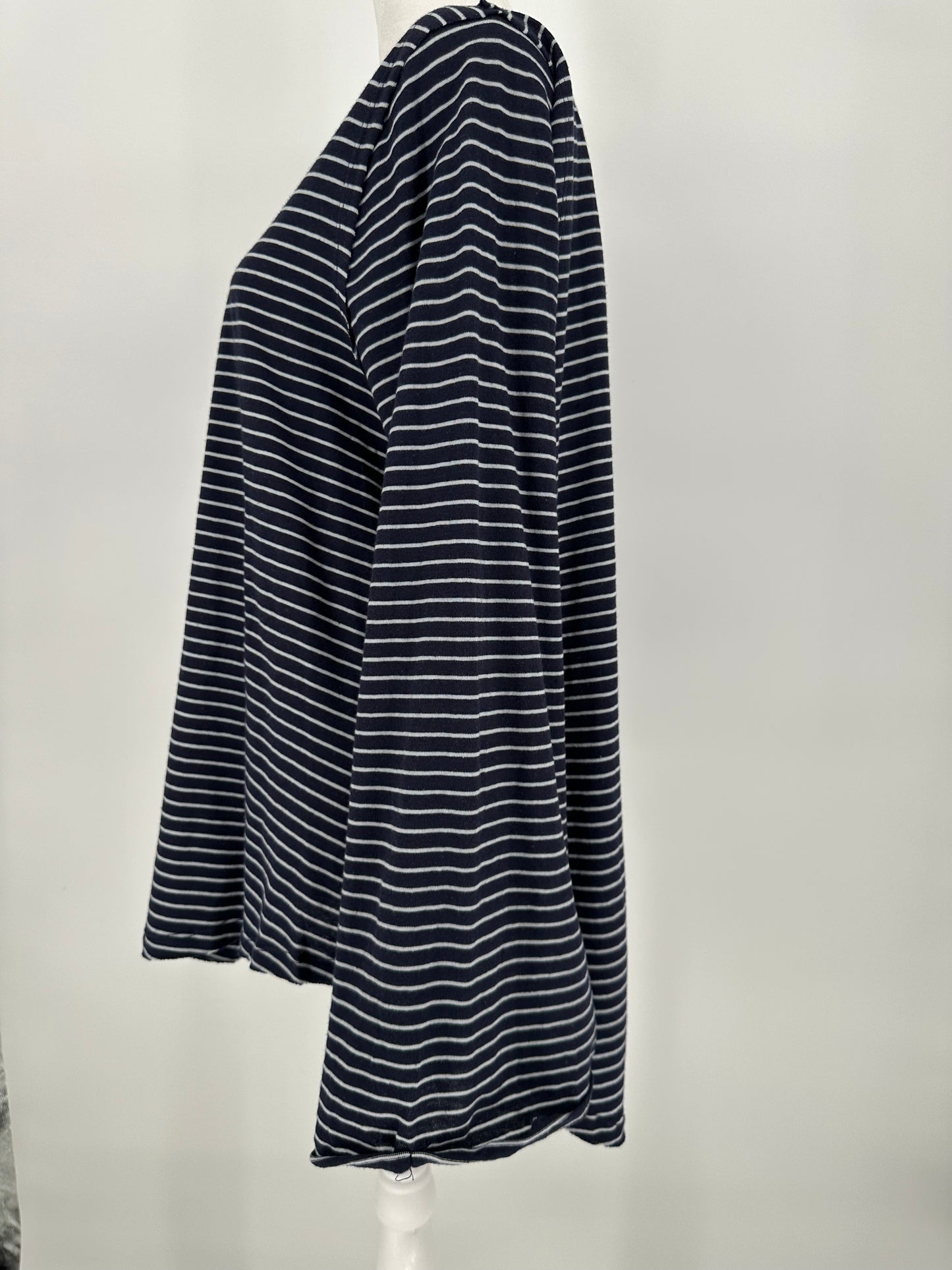 Umgee Navy and White Striped V Neck Top