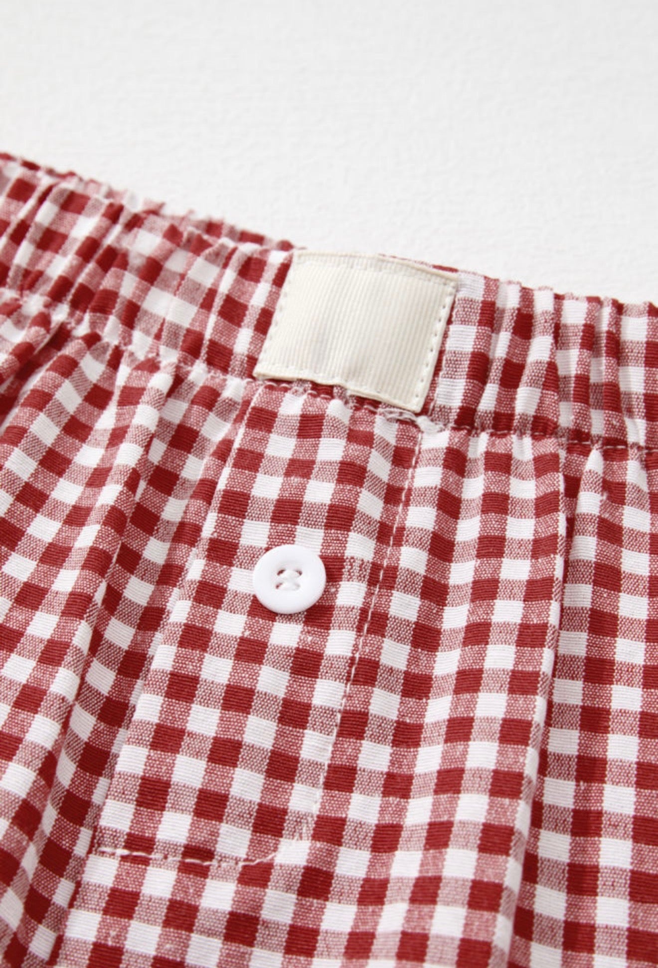 Red Gingham Print Boxer Style Trendy Shorts