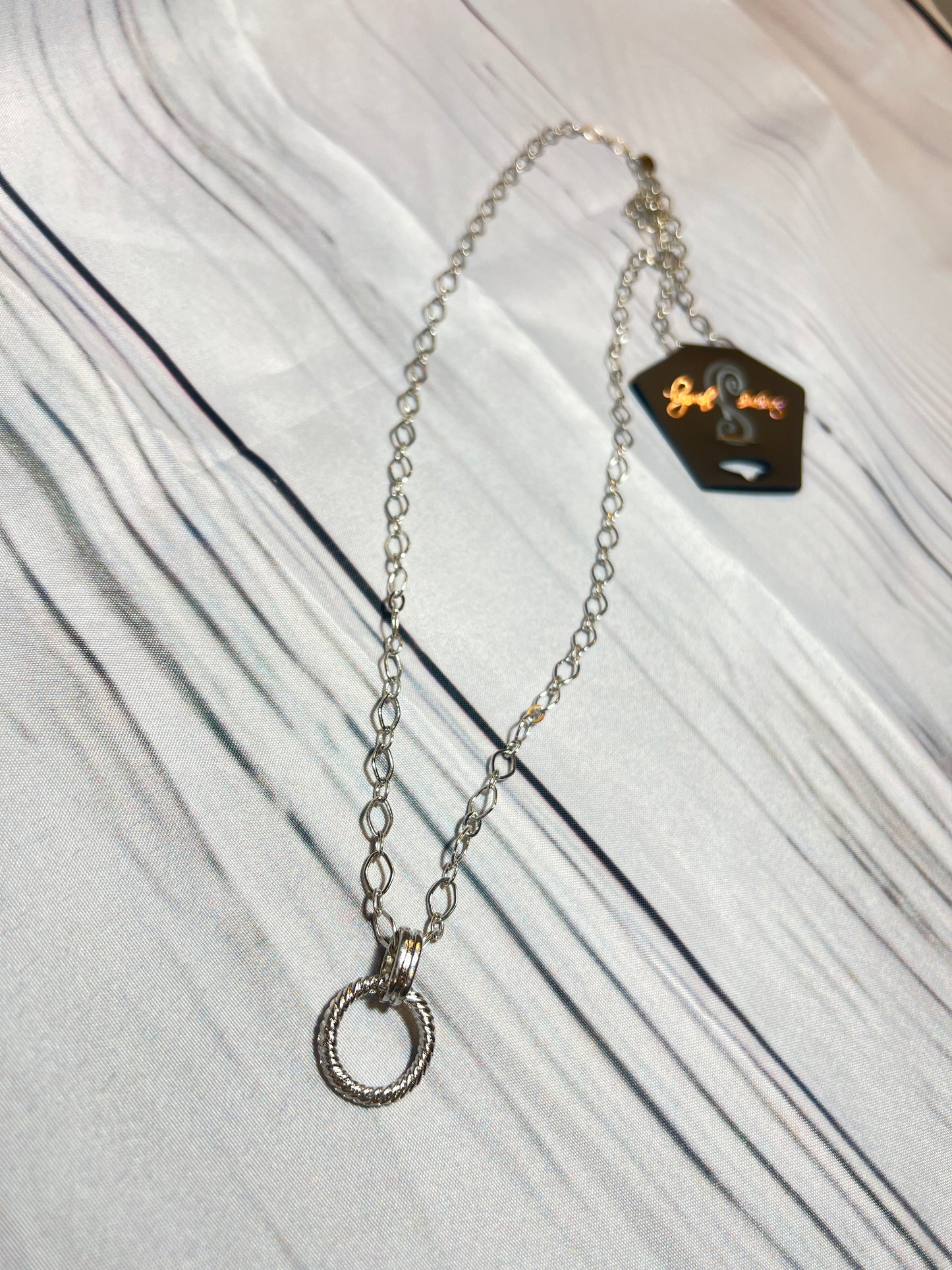 Long silver link necklace with Pendant or Reading Glasses Hoop |Seasons Jewelry