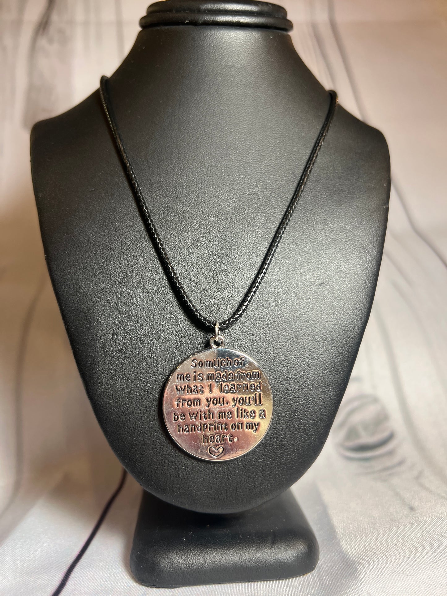 Black quote necklace