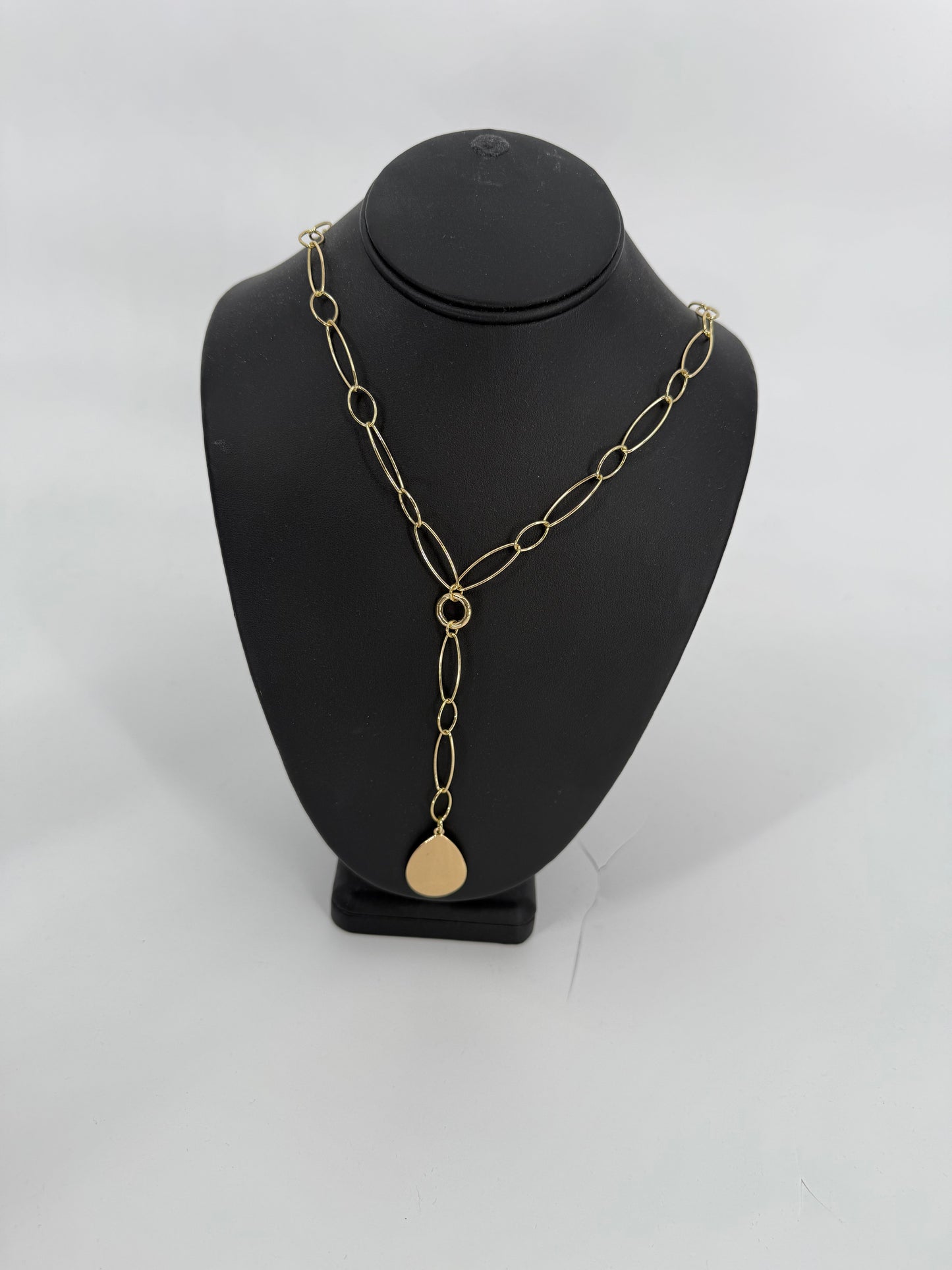 Trezo Gold Drop Style Link Necklace