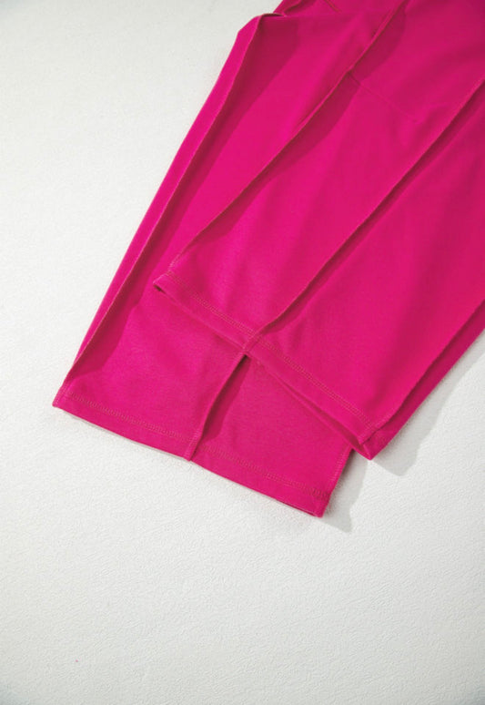 Deep pink dropped shoulder cropped top and elastic waist comfy pants with pockets, Ivy's Gifts & Boutique fashion ensemble.