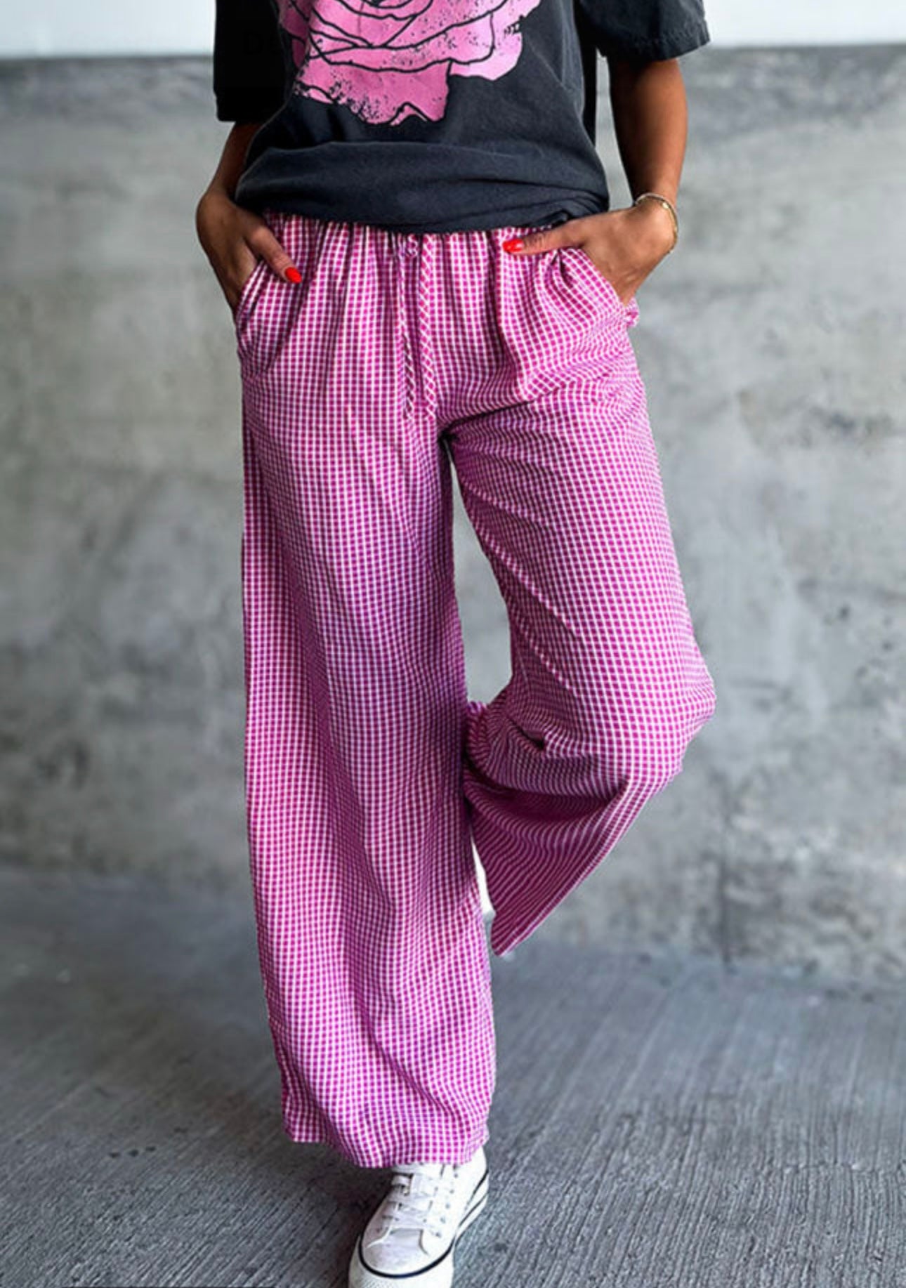 Pink Elastic Drawstring Waist “Boxer” Pants