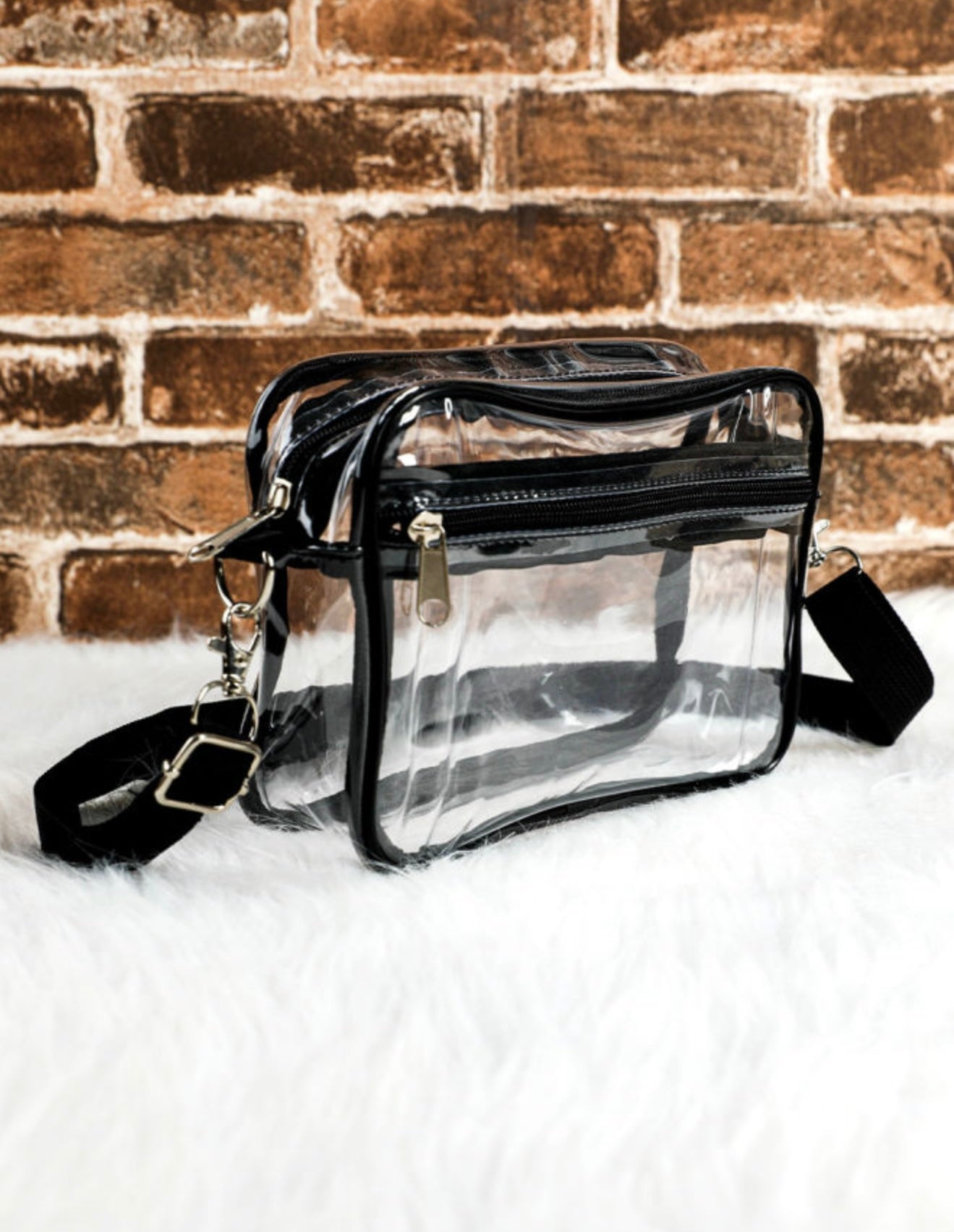 Clear Stadium Purse with Black Strap