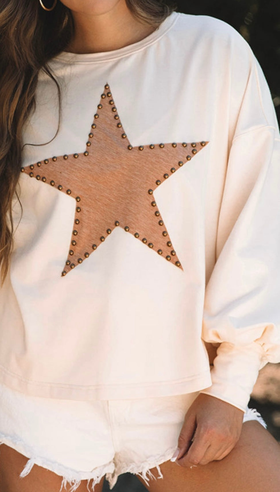 Cream top w/star with studs