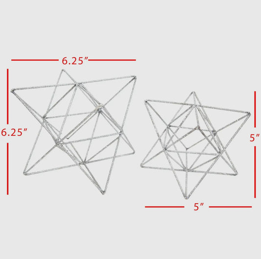 Arwen Star White Washed Metal Set of 2 Decorative PCs.