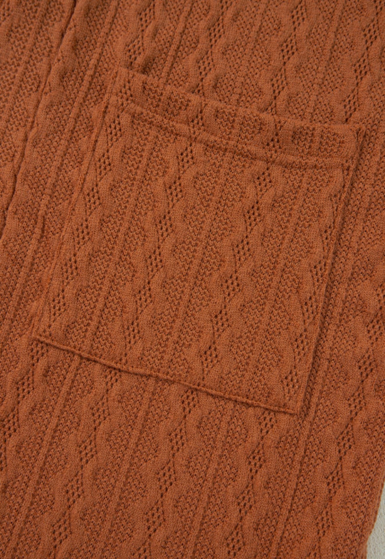Cable Knit Design Rust colored Cardigan Sweater