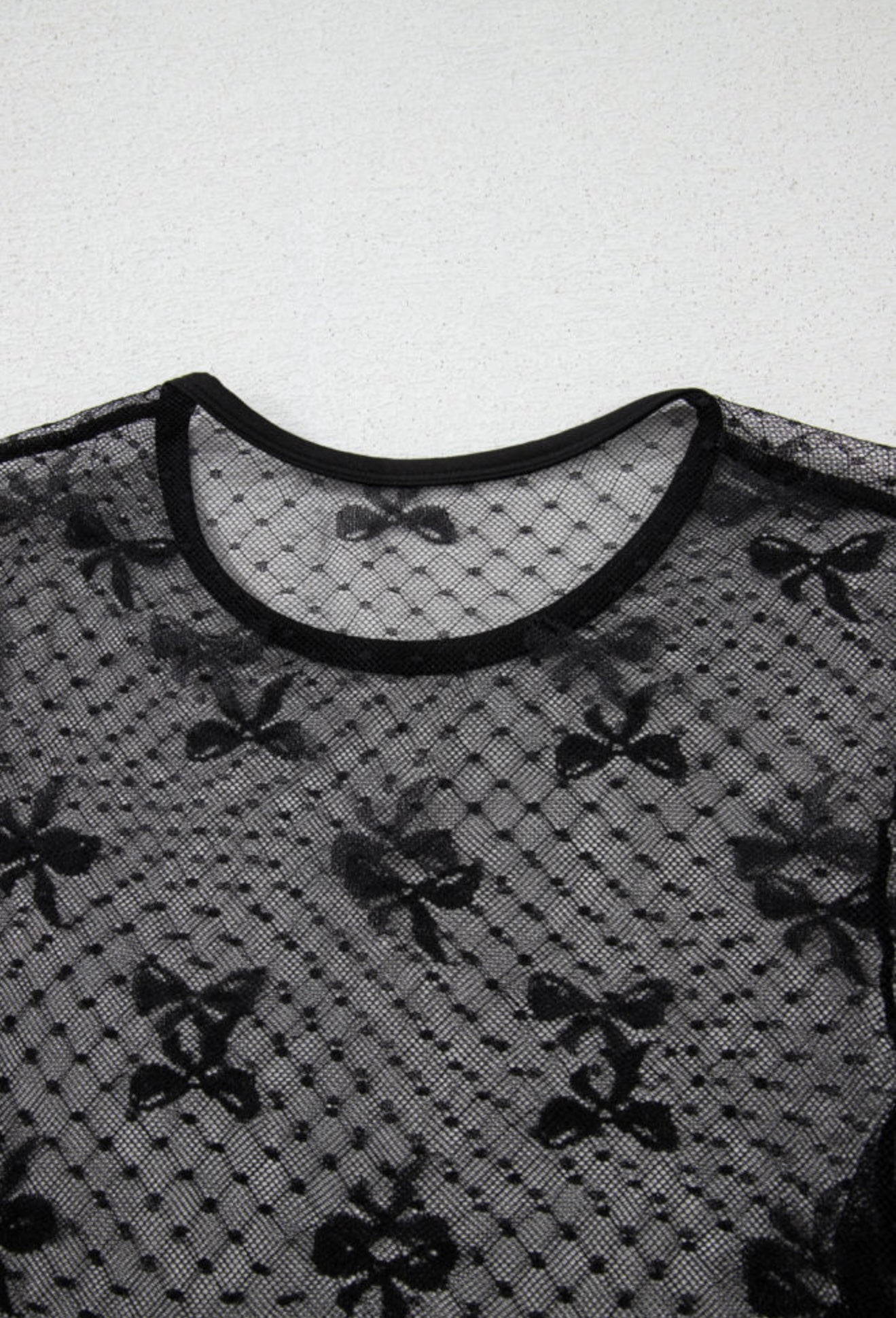 Sheer Top with Bow Details in Black