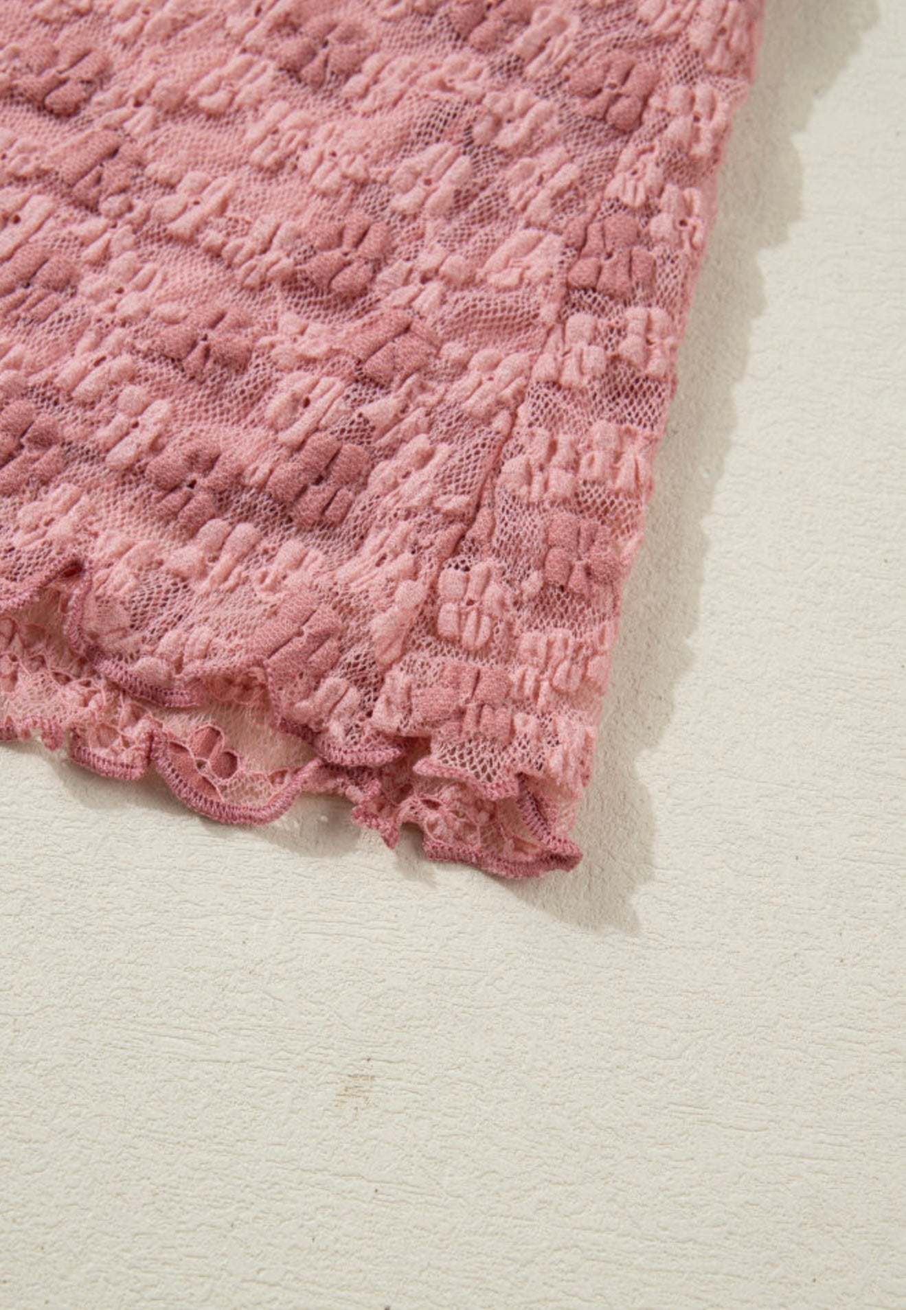 Pink floral lace top by Ivy's Gifts & Boutique featuring a flattering neckline and delicate lace details.