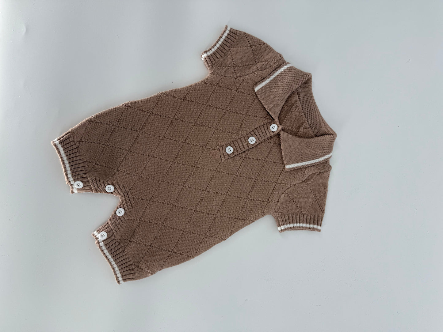 Sweater Romper with Buttons and Collar