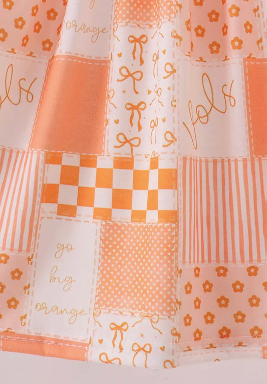 TN3 Patchwork Ruffle Dress with Everything Tennessee Vols