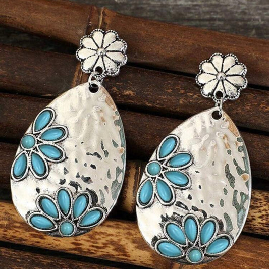 Faux Turquoise and Silver Earrings