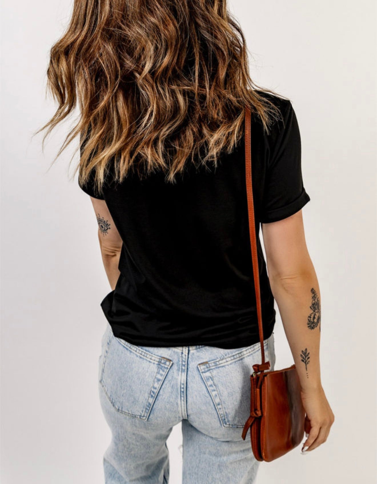 Black T Shirt with Cuff Sleeves