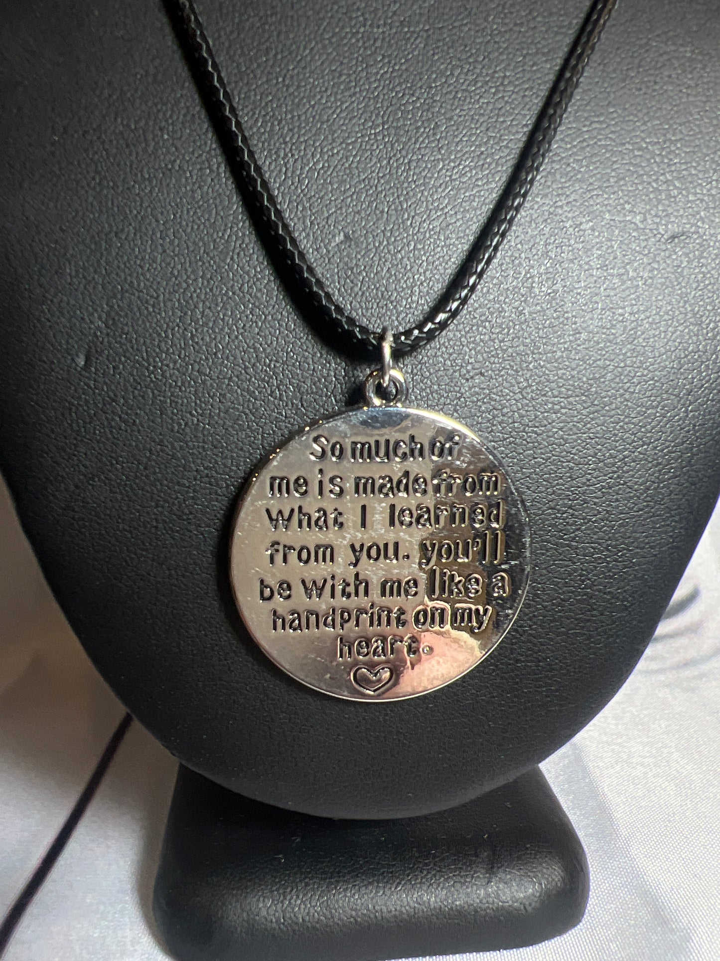 Black quote necklace