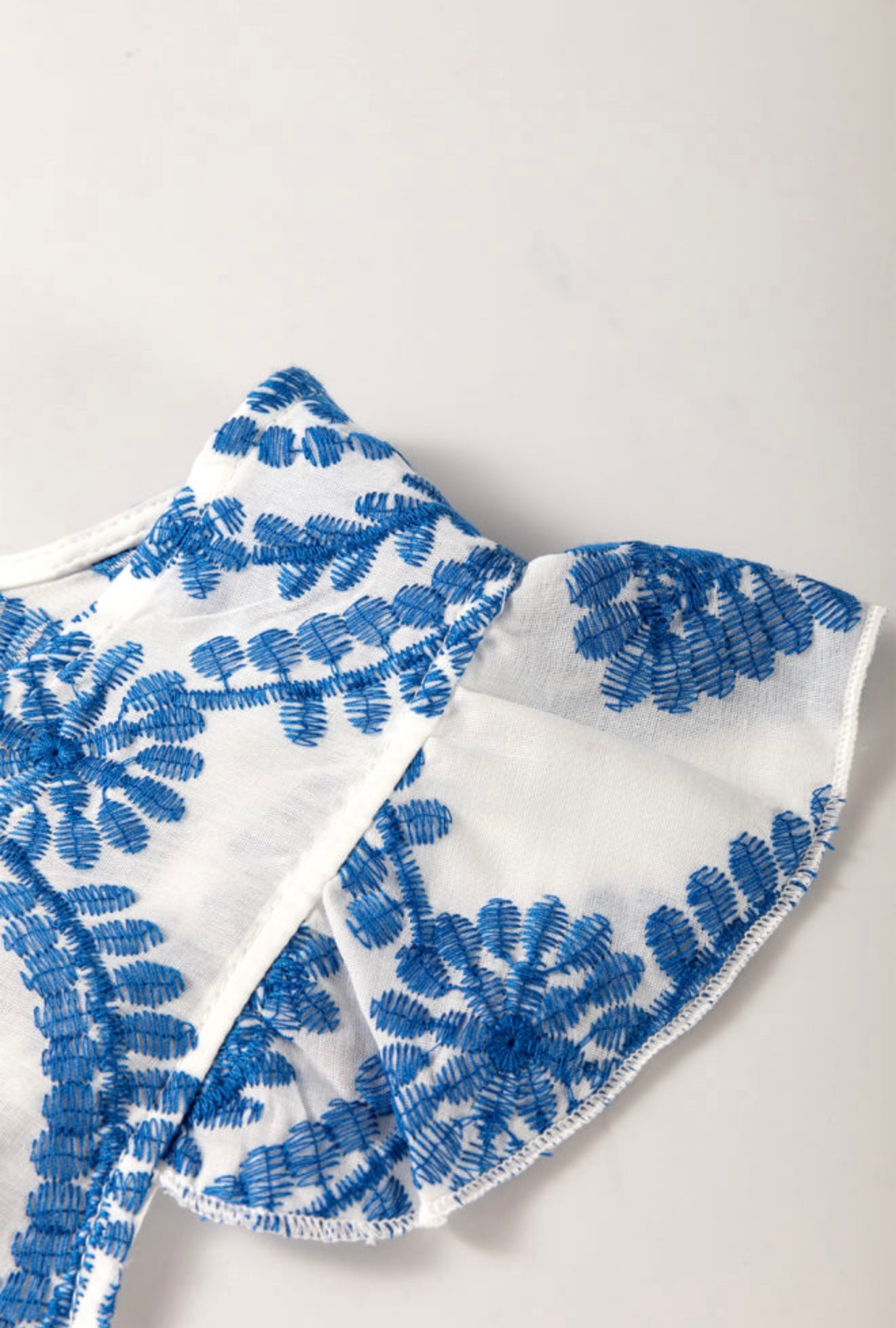 Blue and White Embroidered Top