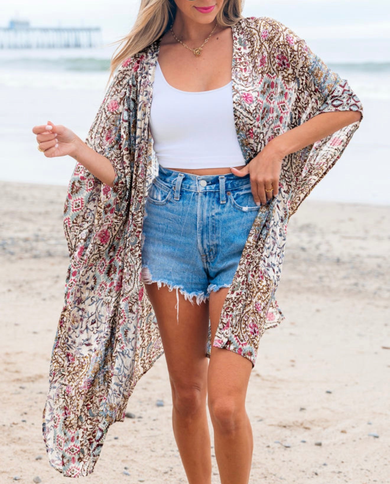 Multi Color Printed Kimono