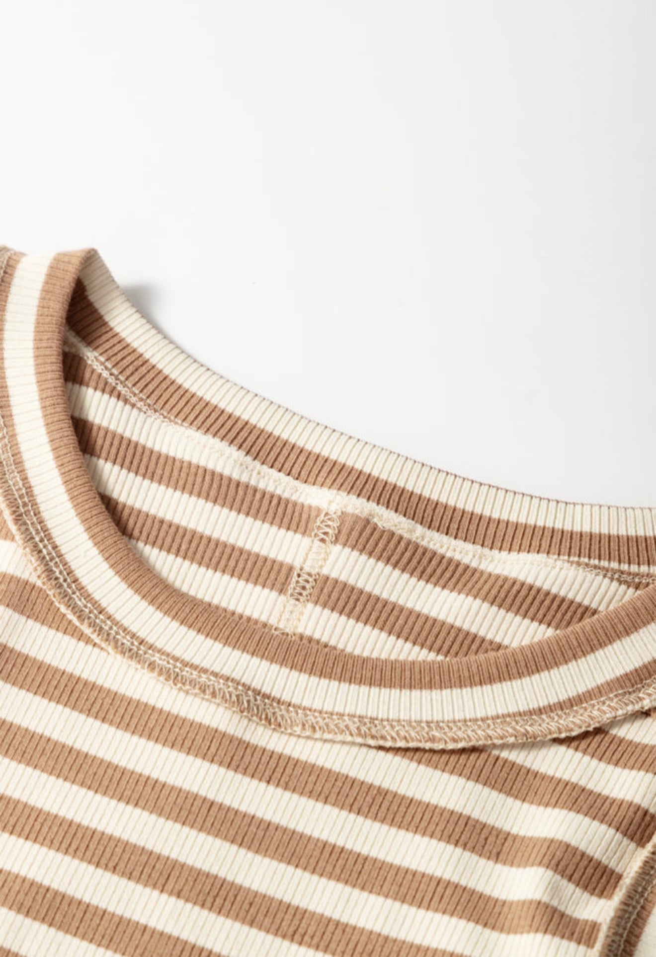 Tan and White Stripe Sleeveless Top