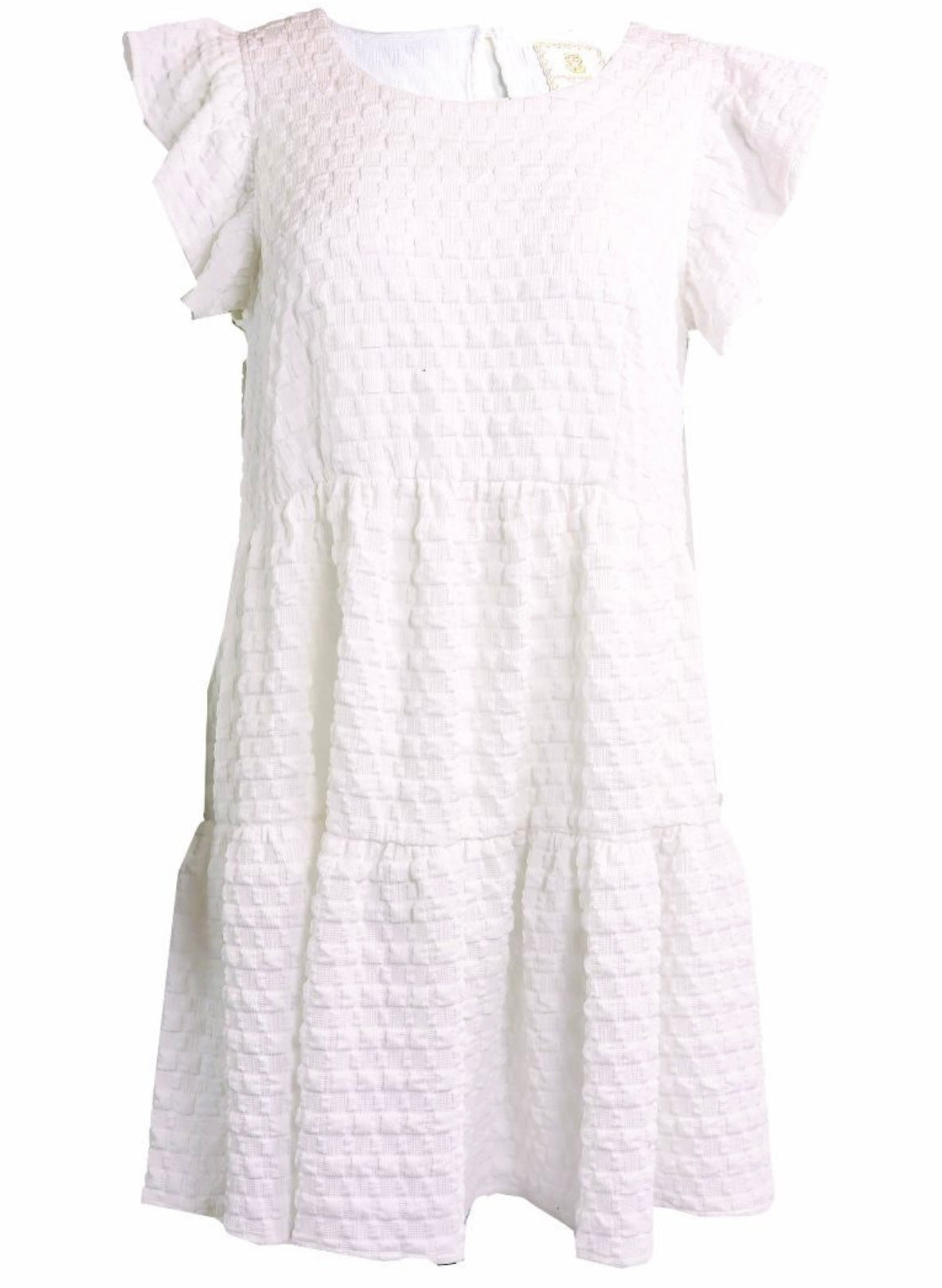 SS White Ruffle Tiered Dress