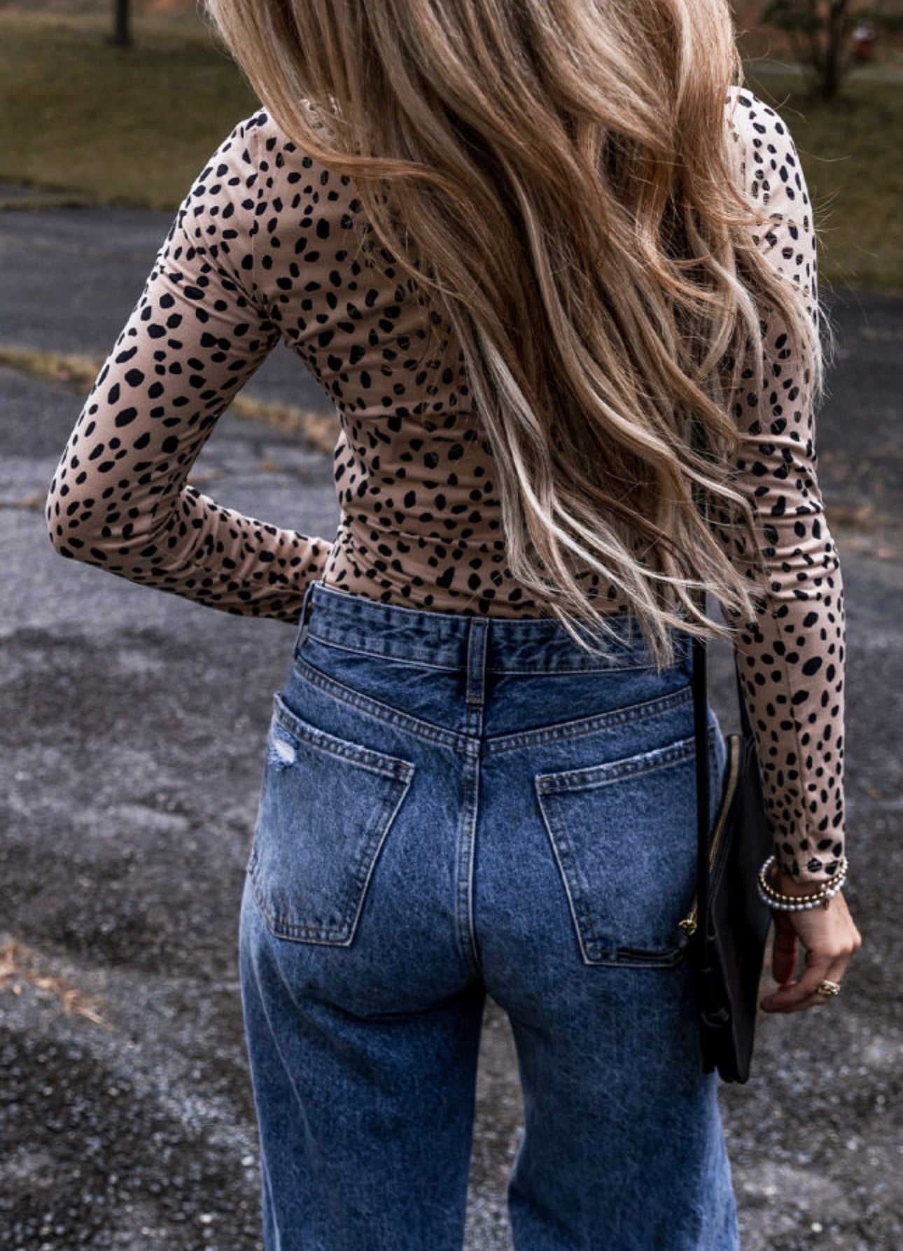 Tan Bodysuit with Black Spots