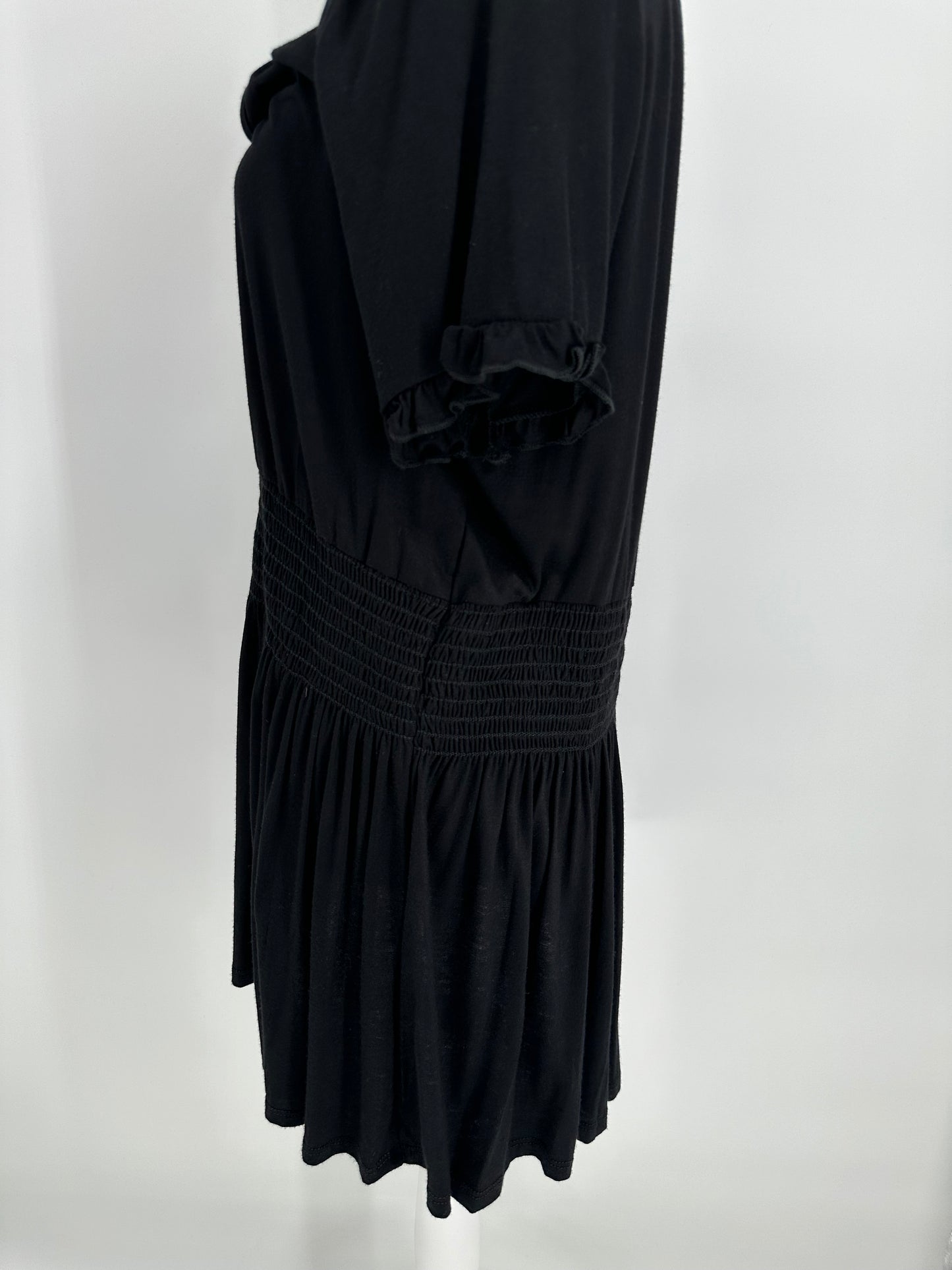 Black Short Sleeve Top with Elastic Waist