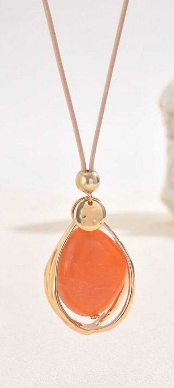 30 in. length Tennessee Orange Accent Pendant Necklace