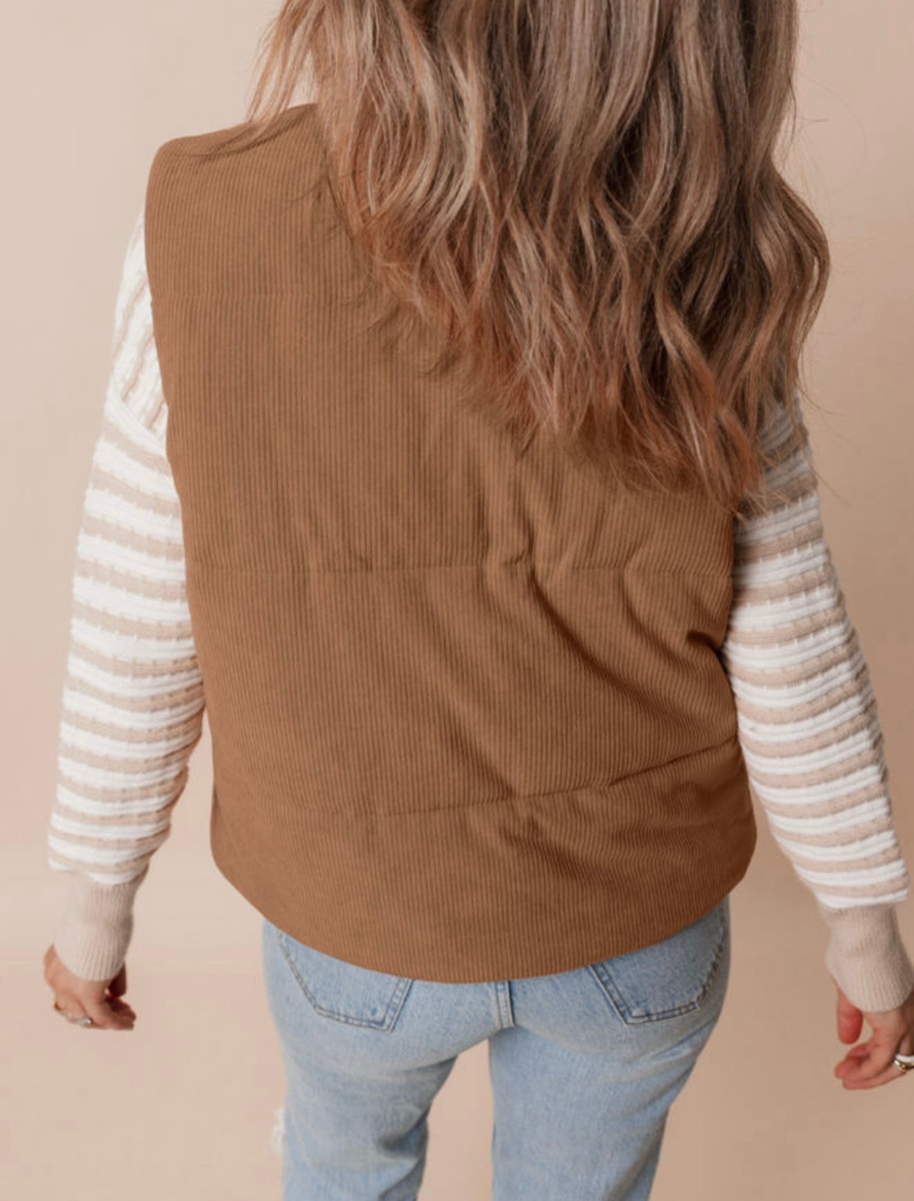 Brown corduroy zip up vest