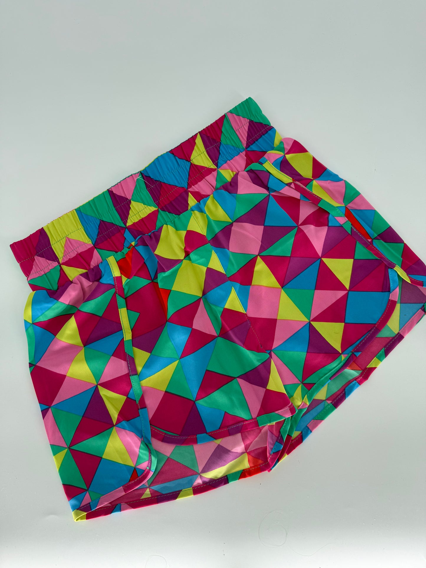 Multi Color Abstract Print Shorts with Wide Elastic Waist