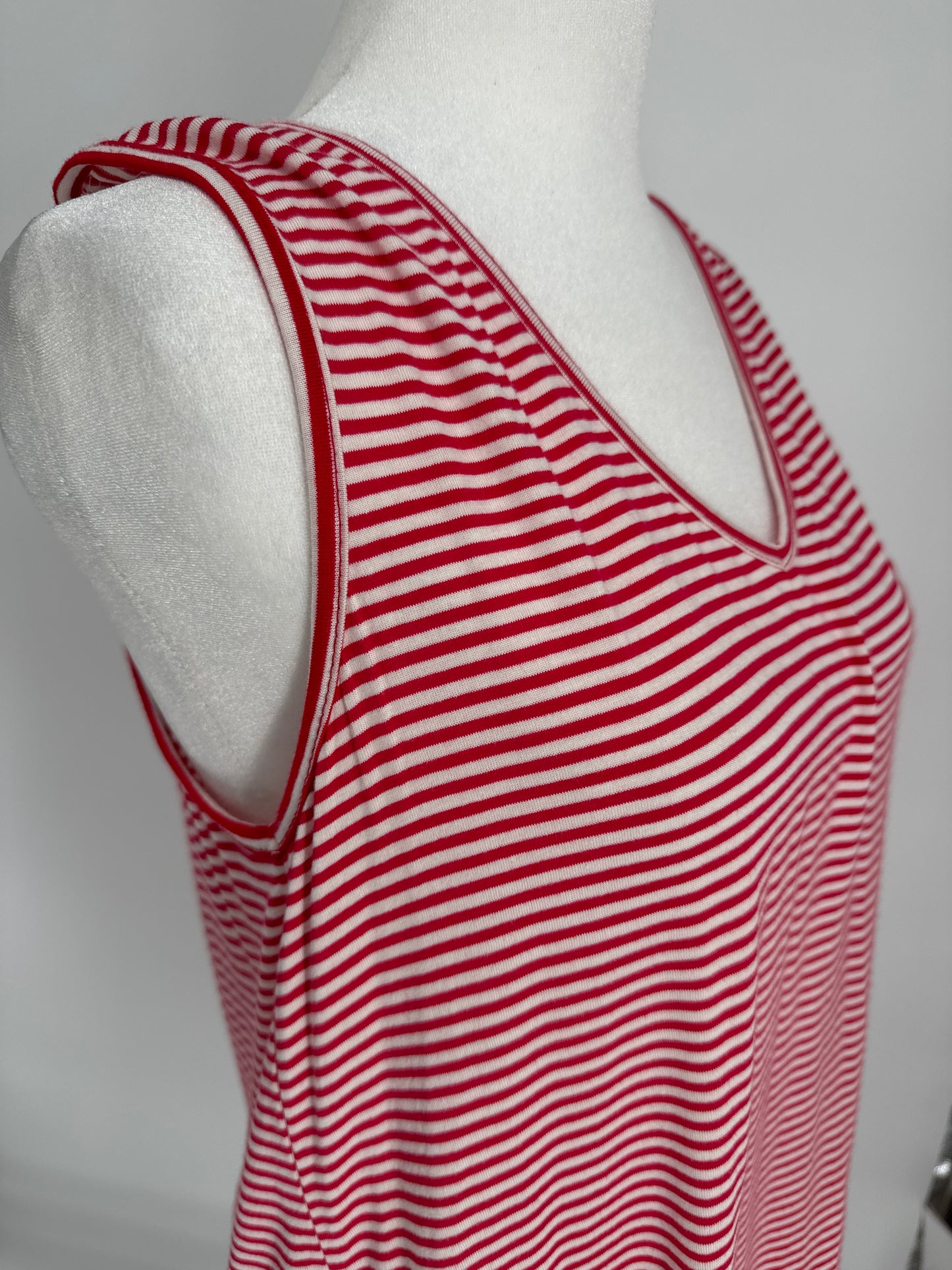 Red & White Striped Tank with Criss Cross Back