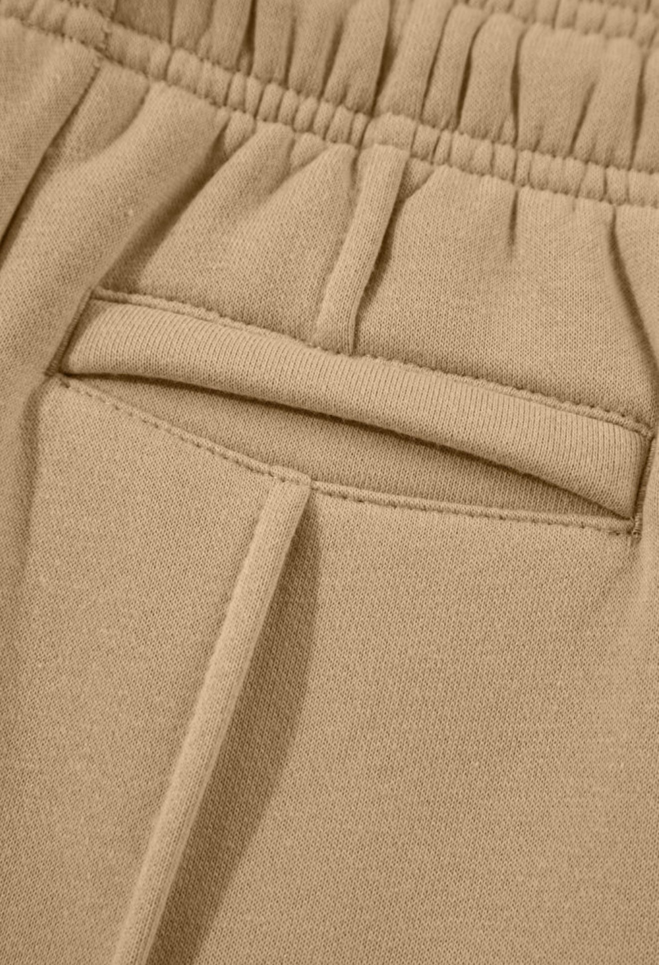 Tan wide leg sweatpants with pockets