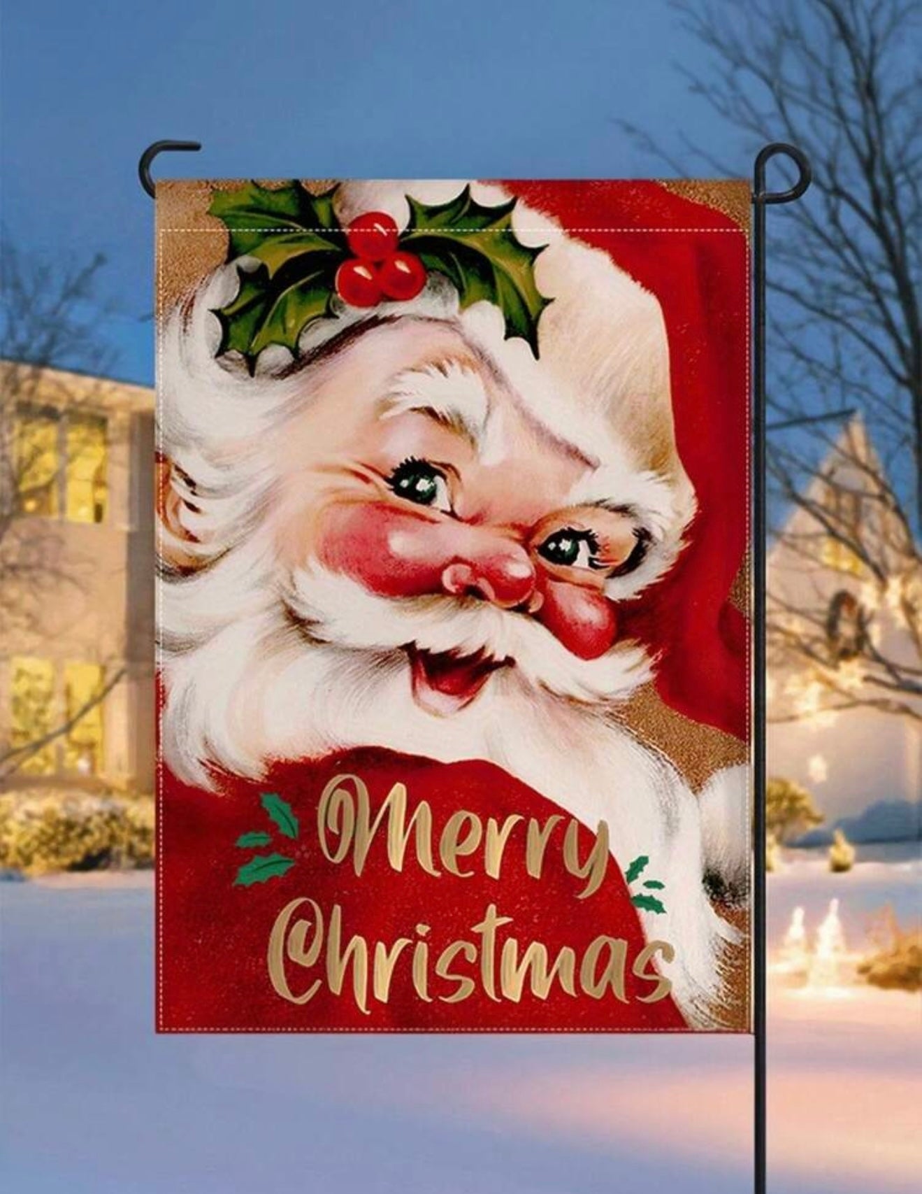 Merry Christmas Santa Face Small Garden Flag