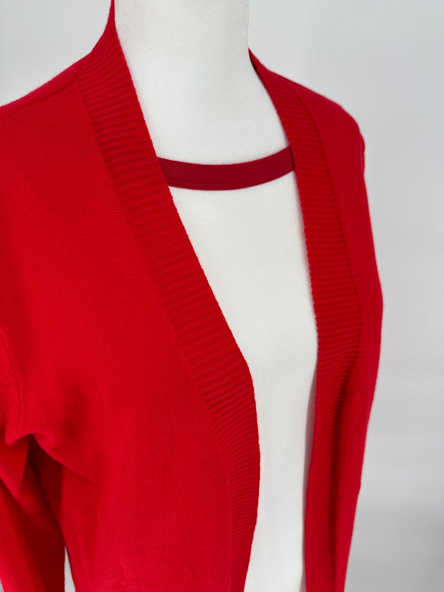 Red Open Front Cardigan Sweater