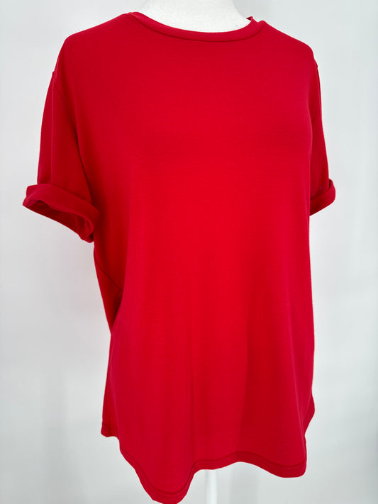 Red Cuffed Sleeve Tee