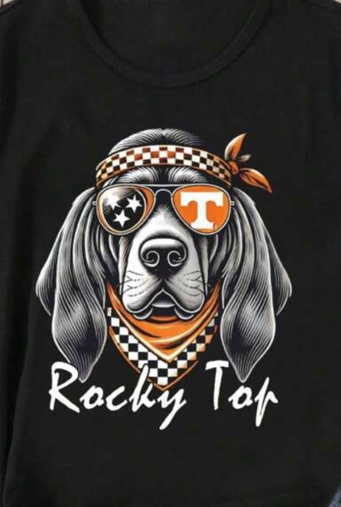 Black Rocky Top Smoky with Sunglasses Tennessee T Shirt