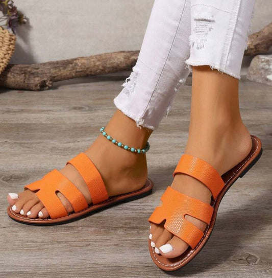 Orange Flat Sandals